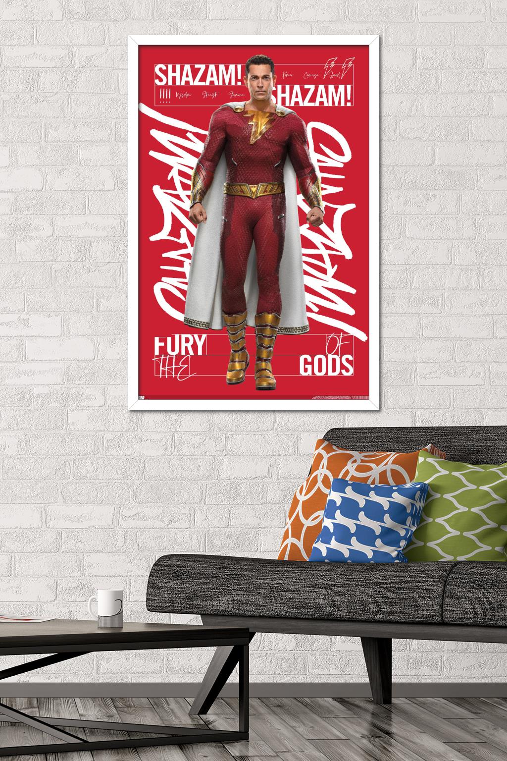 DC Comics Movie Shazam! Fury of the Gods - Shazam! Wall Poster, 22.375" x 34" Framed