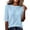 Sky Blue, variant on Domzest Womens Plaid Half Sleeve Tops Crew Neck Elbow Length Loose Fit Shirts Dressy Casual Summer Fall Lightweight Basic Blouse Pink S
