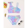 thumbnail image 1 of 2pcs Trendy Girls Leopard Print Swimsuit Set Top + Briefs Set For Summer Beach Vacation Gift, 1 of 5