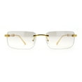 thumbnail image 5 of Mens Luxury Hip Hop Rapper Beveled Rimless Narrow Rectangle Sunglasses Gold - Clear Mirror, 5 of 8