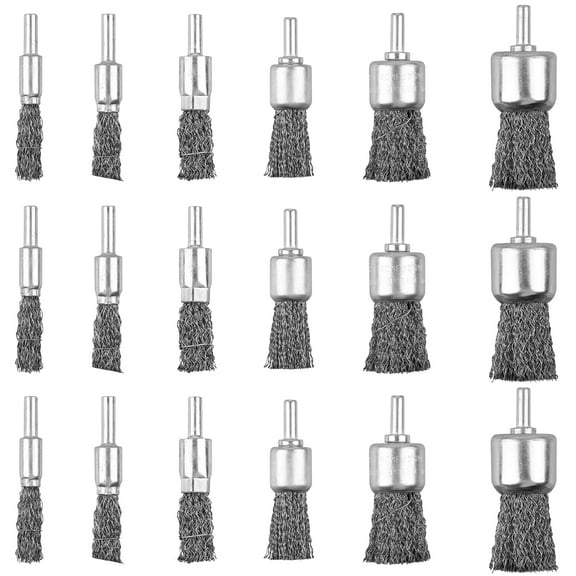 18 Pack Wire End Brush Set, Wire Brush for Drill ,6 Sizes 0.012"Crimped Wire Wheel for Drill 1/4 Inch Shank, for Drill Attachment