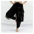 thumbnail image 3 of Long Chiffon Belly Dance Harem Pants Halloween Pants With Gold Trim Women Dancing Pants, 3 of 4