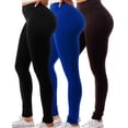 thumbnail image 2 of 3 Pack Women's High Waisted Leggings Ultra Soft Wide Waistband Pants S-3XL Plus Size Available, 2 of 5