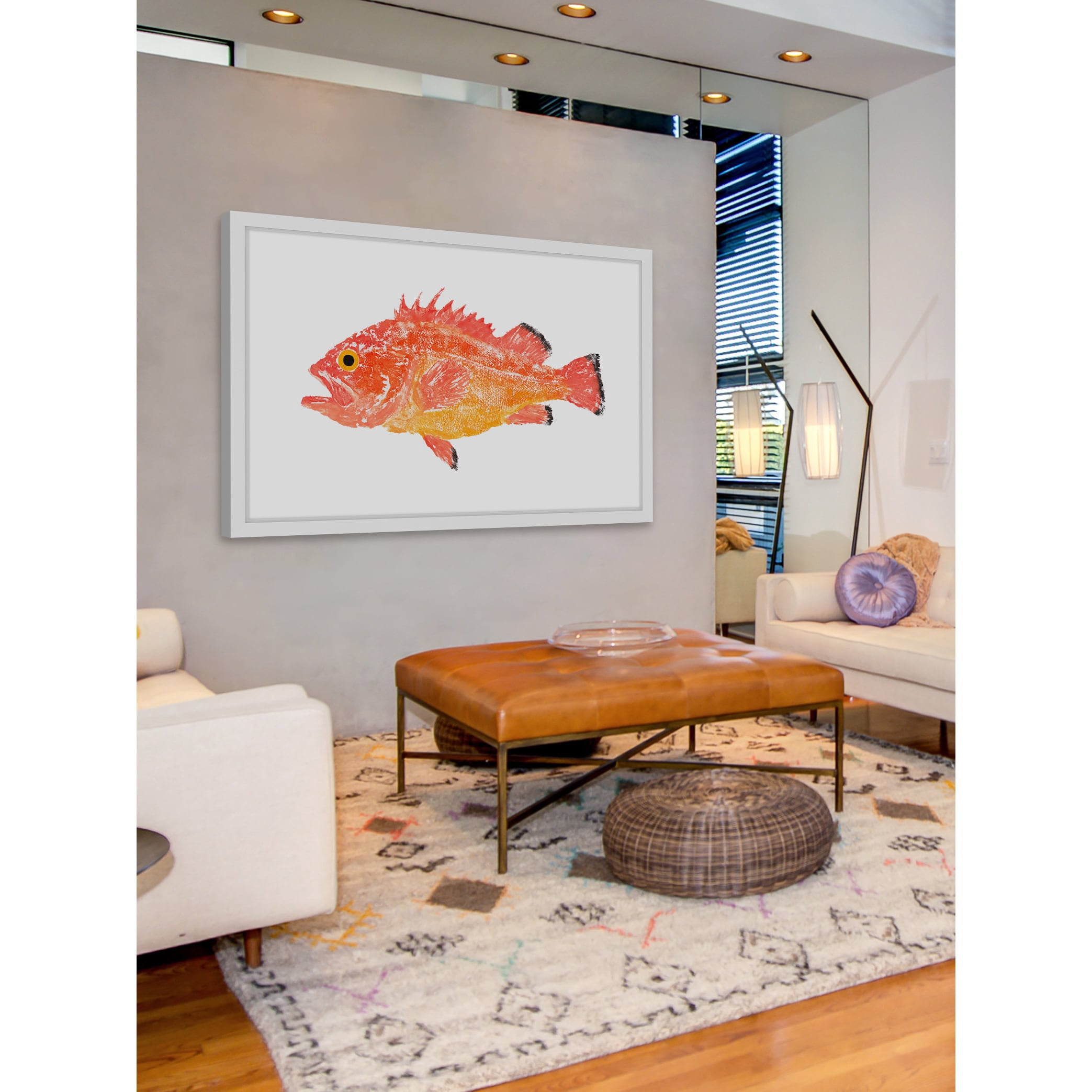 Marmont Hill "Orange Spiney Fish" by Michael Pantalos Framed Painting Print