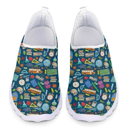 Teacher Pattern Light Loafers Womans Slip on Flats Large Size Shoes for Women Shoes 2024 Summer Mesh Sneaker Ladies Footwear