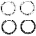 thumbnail image 1 of 316L Surgical Stainless Steel Huggie Hoop Earrings 8mm/10mm/12mm/14mm/16mm/18mm/20mm Cartilage Helix Lobes Daith Conch Rook Septum Rings Ear Piercing Jewelry, 1 of 7