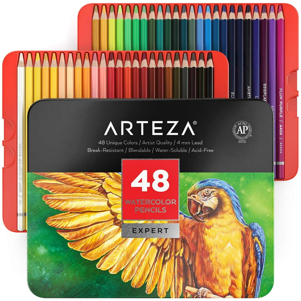 Arteza Professional Watercolor Pencils, Assorted Colors, Coloring Set