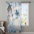 thumbnail image 4 of Blue Coastal Sheer Curtains 45 Inches Long, Sea Turtle Octopus Coral Beach Nautical Light Filering Curtains, Breathable Simi Curtain Privacy Drapes for Kitchen Bathroom Small Window Treatment, 4 of 9