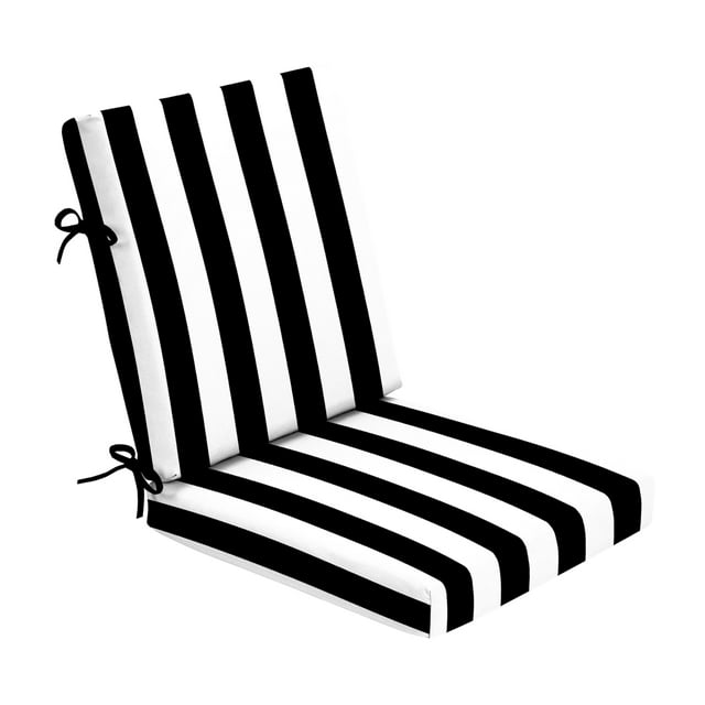 Cojín De Espuma Para Silla De Comedor De Exterior Arden, 20 X 20, Fabricado Con Profoam, Resistente A La Lluvia Y A La Decoloración, Color Negro Cabana Stripe