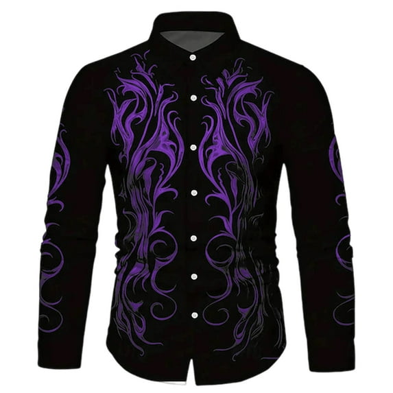 Men Shirt Long Sleeve Trend Classic Loose Plus Size Mens Summer Clothing,Purple,2XL