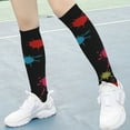 thumbnail image 3 of Chaussettes de Compression 20-30mmhg Longueur Genou Chaussettes de Sport 20-30mmhg Bas de Compression Bas pour Unisexe Course Cyclisme, Noir, Graffiti, P/M, 3 of 8