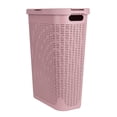 thumbnail image 1 of Cesta para ropa Mind Reader, 40 L, delgada, con tapa de plástico, rosa, 1 of 7