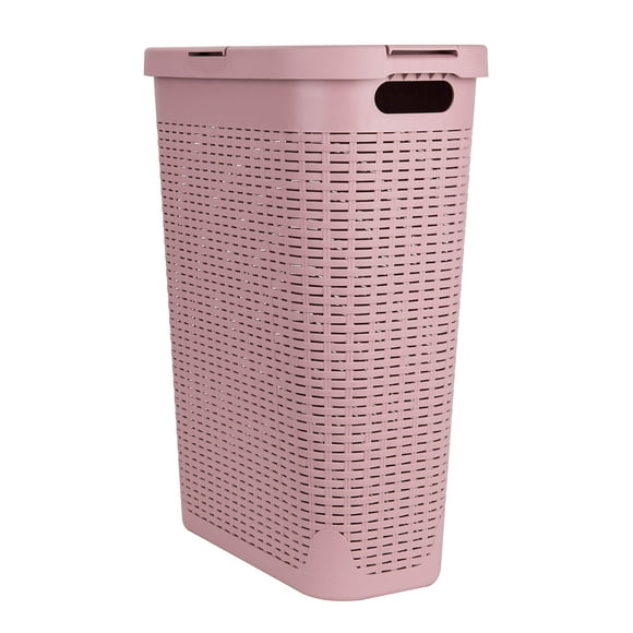 Cesta para ropa Mind Reader, 40 L, delgada, con tapa de plástico, rosa