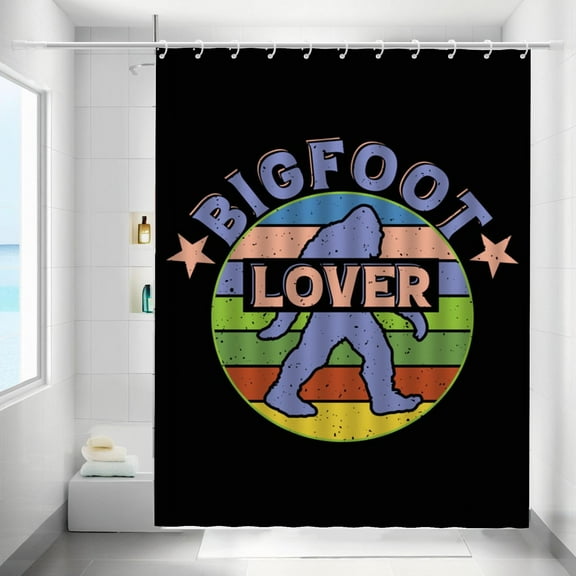 Bigfoot Shower Curtains Colorful Waterproof Bathroom Curtains with Hooks, Unique Bigfoot Lover Themed Bathroom Decor