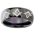thumbnail image 2 of Tungsten Revere Masonic 8mm Glossy Black Polished Dome Men Ring, 2 of 2
