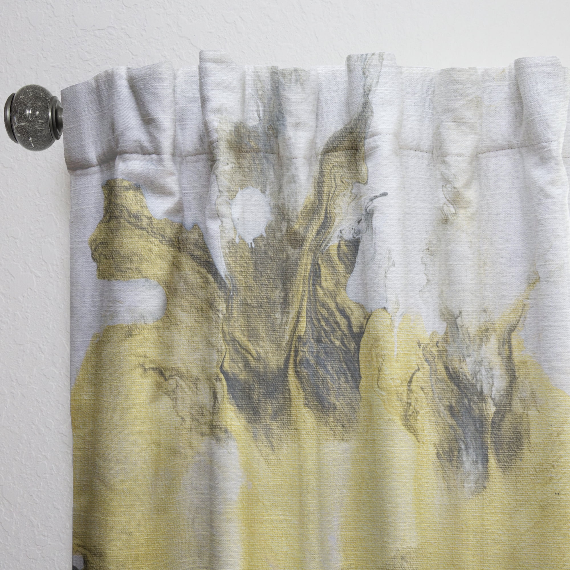 Designart 'Yellow Marbled VII' Mid-Century Modern Curtain Panel