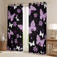 thumbnail image 2 of Feelyou Bohemian Butterfly Kids Black Out Curtains, Cartoon Flower Floral Purple Curtains Pack of 2 (42x63 Each), Dreamy Animal Bedroom Curtains, Blackout Curtains Room Decor, 2 of 6