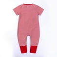 thumbnail image 5 of IROINNID Discount Cotton Neutral Onesies Baby Boys Girls Cute Stripe Pattern Short Sleeve Double Zipper Romper Jumpsuit,Red, 5 of 9
