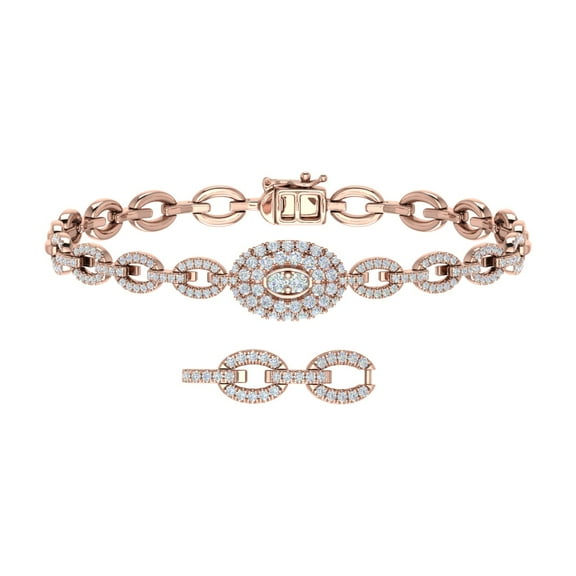 1 1/5 Carat Linked Diamond Bracelet in 14K Rose Gold (I1-I2 Clarity)