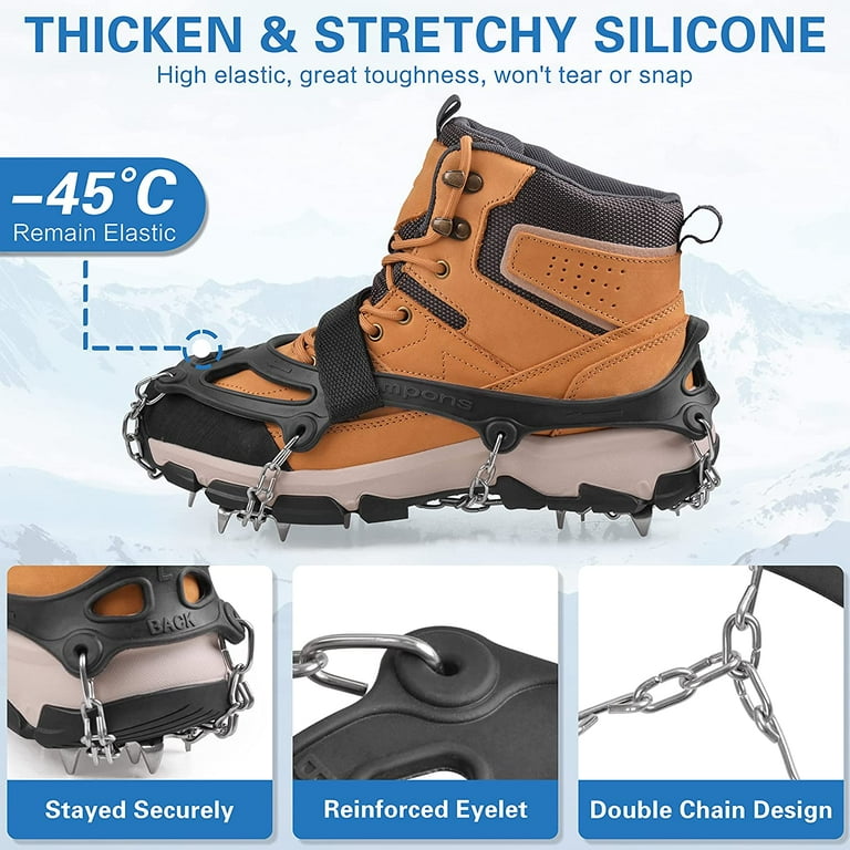 1pair-Crampons, Ice Cleats For Shoes And Boots, Silicone Stainless