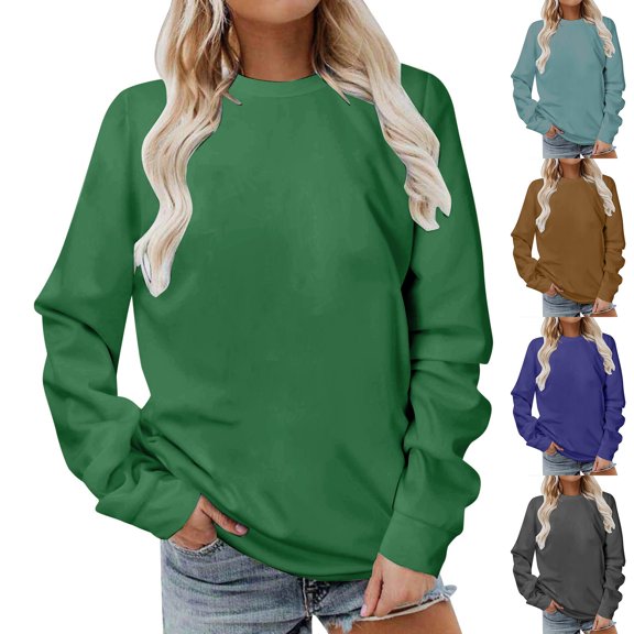 Xunlbb Sweatshirt for Women,Women Long Sleeves Casual Shirts Color Round Neck Sweatshirt Crewneck Pullover Tunic Tops Fashion,S-3XL