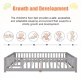 thumbnail image 4 of Bellemave Queen Size Floor Bed for Kids, Wood Toddler Floor Bed with Fence Railings & Support Slats, Montessori Floor Bed for Boys Girls,Gray, 4 of 7