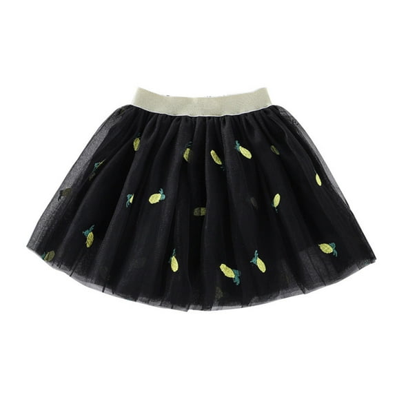 Odeerbi Princess Skirt for Girls Tutu Skirt Toddler Cute Party Dance Skirt Solid Color Embroidery Net Yarn Tulle Dress Skirt Black