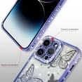 thumbnail image 3 of Magnetic for iPhone 14 Pro Max Case 6.7", Cute Butterfly Pattern, Glitter Bling Diamond Edge Sparkly Cover Screen Protector Gradient Phone Case Camera Protection for Girls Women -Purple, 3 of 11