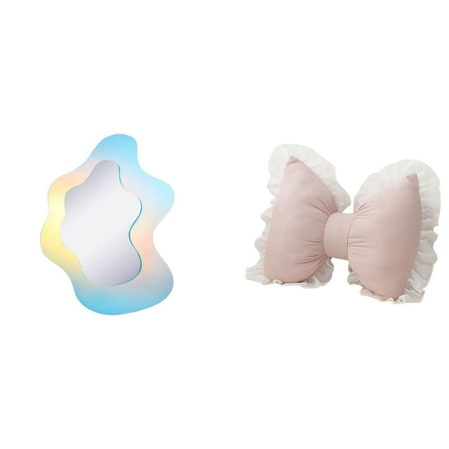 Cojín de maquillaje con espejo acrílico ondulado, espejo decorativo moderno para la pared del baño, cómodo cojín para sofá o mesilla de noche, ideal p