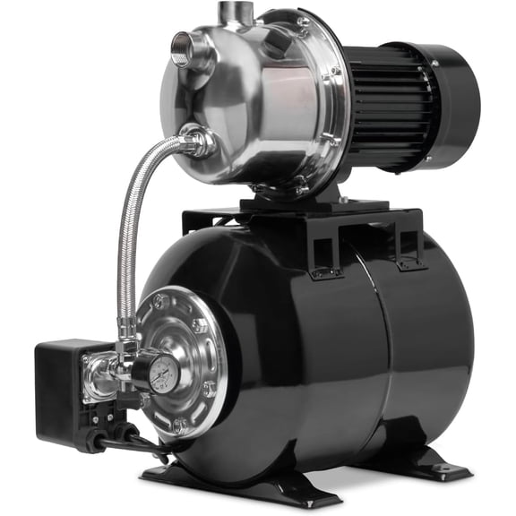 XtremepowerUS 1.6HP Shallow Well Pump With Pressure Tank, 1320 GPH 120V Irrigation Pump, Automatic Water Booster Jet Pump For Home, Garden, Lawn