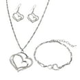 thumbnail image 2 of Jiaroswwei 1 Set Women Necklace Bracelet Earrings Hollow Out Double Heart Pendant Jewelry Set for Daily Wear, 2 of 8