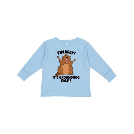 

Inktastic Finally It s Groundhog Day Gift Toddler Boy or Toddler Girl Long Sleeve T-Shirt