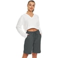 thumbnail image 4 of Shorts for Women Elastic Waist Drawstring Knee Length Basketball Exercise Shorts with Belt, 4 of 6