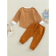 thumbnail image 4 of Bagilaanoe 2pcs Toddler Baby Girl Boy Long Pants Set Striped Long Sleeve Tees Tops + Drawstring Trousers 6M 12M 18M 24M 3T Kids Casual Outfits, 4 of 9