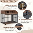 thumbnail image 3 of EUROCO 44" Heavy Duty Dog Crate,Wooden Dog Crate End Table with 4 Lockable Wheels,Sliding Barn Door and 2 Open Shelves,Furniture Style Large Dog Kennel Indoor for Large/Medium Dog,Brown, 3 of 7