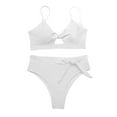 thumbnail image 4 of Hessimy Bikini Set for Women Two Piece Swimsuits Cut Out High Waisted Scoop Neck V Cut Bottom(Z05-White,S), 4 of 5