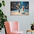 thumbnail image 3 of Fenyluxe Christmas Snowman Under the Street Lamp Canvas Wall Decor for Bedroom Kitchen - Ready To Hang Room Home Art Decor - Print On Canvas 16x12in, 3 of 6