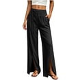 thumbnail image 2 of Pants for Women with Pockets 100% Cotton Fashion Elastic Waist Casual Straight Leg Pants, 2 of 6