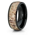 thumbnail image 2 of Metal Masters Unisex Mens Black Dome Tungsten Wedding Band Engagement Ring Deer Antler Inlay 8mm 8.5, 2 of 7