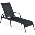 thumbnail image 2 of Topbuy Chaise Longue Inclinable Réglable - Ensemble de 1, Brun/noir, Cadre en Acier Robuste avec Accoudoirs, 2 of 8