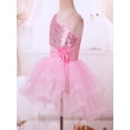 thumbnail image 5 of DPOISKids Girls Ballet Dance Tutu Dress Sequins Flower One Shoulder Dancewear, 5 of 7