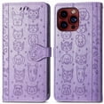 thumbnail image 1 of Funda Cartera FOXDOCK para iPhone 15 Pro , Flip PU con Relieve de Gatos y Perros, Tarjetero y Soporte, 1 of 6