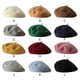thumbnail image 3 of Qarigey Gorra con costuras finas y línea suave para una apariencia elegante, boina de invierno, boina, sombrero sólido, boina Sombreros negro, 3 of 6