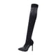thumbnail image 3 of Botas de tacón alto por encima de la rodilla con tacón de aguja y diamantes brillantes para mujer (talla 37, EU37.5, US8, UK4), 3 of 6