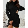thumbnail image 3 of Sherrylily Women Sweater Dress Sexy Bodycon Turtleneck Mini Cable Knit Sweaters Dresses, 3 of 6