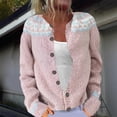thumbnail image 2 of iHPH7 Fair Isle Sweater Women Travel Cardigan Button Up Cardigans for Women's Outerwear Casual Outerwear Crew Neck Sweater for Women Vintage Sweaters for Women Pink 2 5XL, 2 of 4