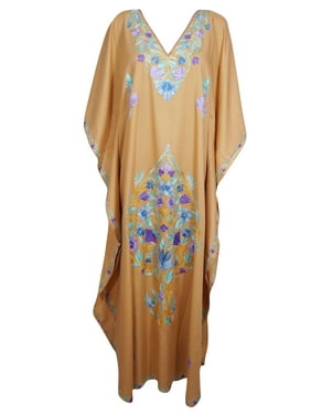 Mogul Women Embellished Caftan Maxi Dress Kimono Caftan, Cotton Cover up, Kaftan, Lounger, Resort Wear Plus Size