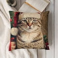 thumbnail image 3 of Hopyeer Merry Christmas Animals Home Sofa Couch Decoration Throw Pillow Covers Vintage Style Xmas Cute Cat in The Santa Hat PillowcaseLinen Cushion Cove, 3 of 5