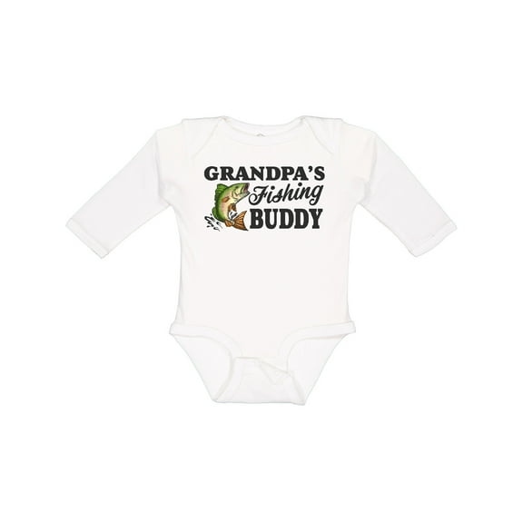 Inktastic Grandpa's Fishing Buddy Boys Long Sleeve Baby Bodysuit
