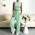 thumbnail image 2 of Women's Casual Striped Wide Leg Pants Spring Summer Trousers Elasticated Waist Loose Sleeveless Vest Set, 2 of 2